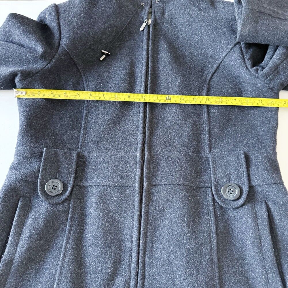 St. John’s Bay Women Wool Cashmere Blend Car Coat Hooded Peacoat Charcoal Gray M - Picture 5 of 16